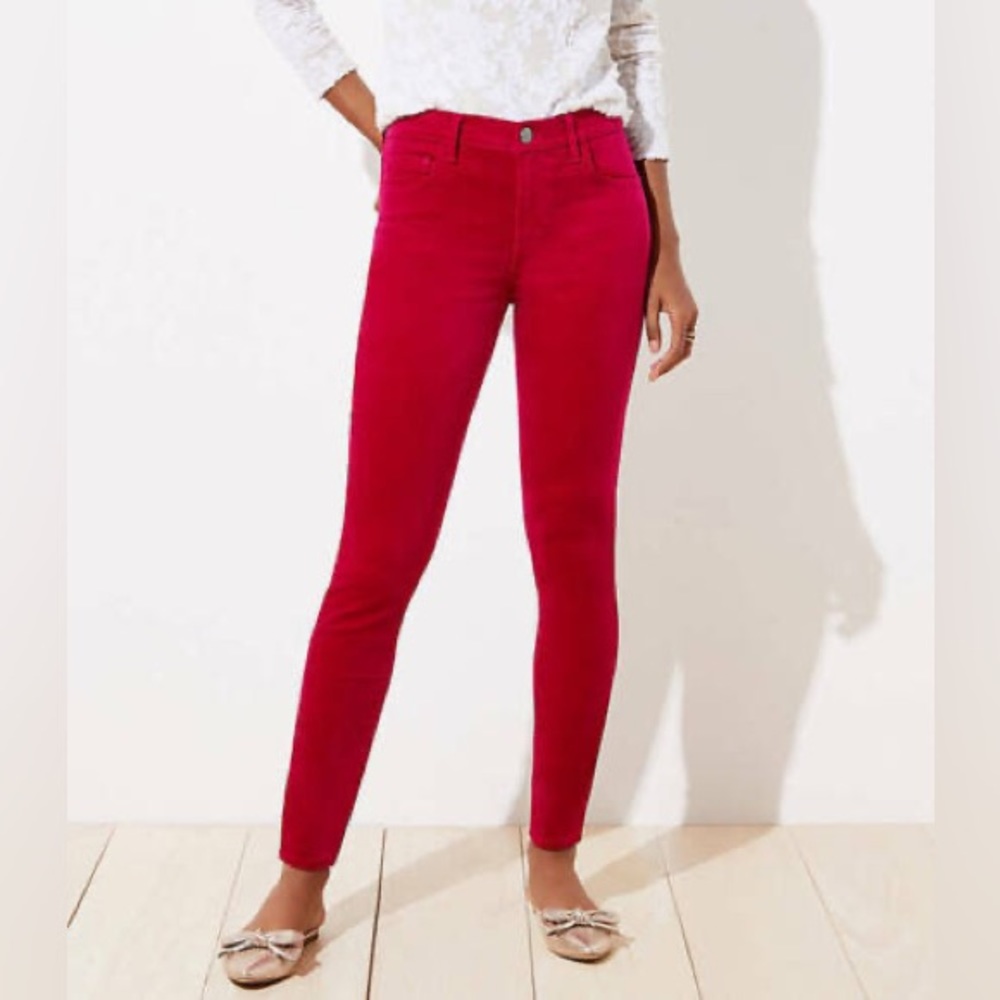 LOFT 💕 Velvet magenta high rise skinny pants